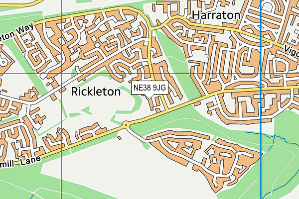 NE38 9JG map - OS VectorMap District (Ordnance Survey) NE38 9JG map - OS VectorMap District (Ordnance Survey)