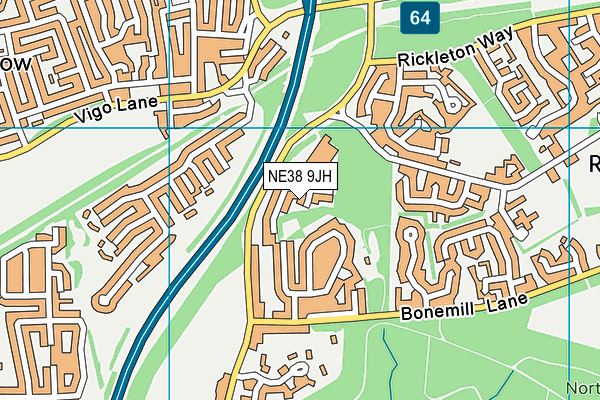 NE38 9JH map - OS VectorMap District (Ordnance Survey) NE38 9JH map - OS VectorMap District (Ordnance Survey)