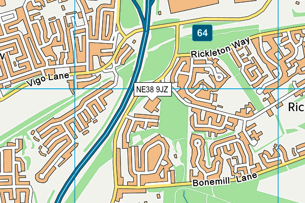 NE38 9JZ map - OS VectorMap District (Ordnance Survey) NE38 9JZ map - OS VectorMap District (Ordnance Survey)