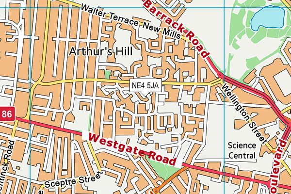 NE4 5JA map - OS VectorMap District (Ordnance Survey) NE4 5JA map - OS VectorMap District (Ordnance Survey)