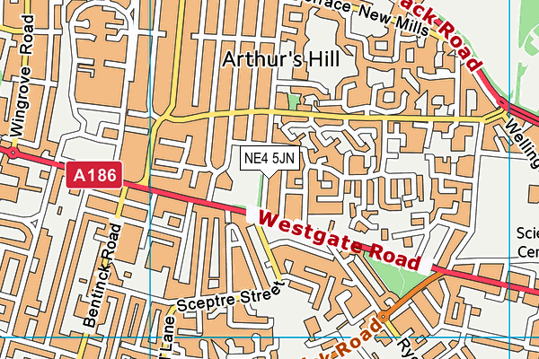NE4 5JN map - OS VectorMap District (Ordnance Survey) NE4 5JN map - OS VectorMap District (Ordnance Survey)