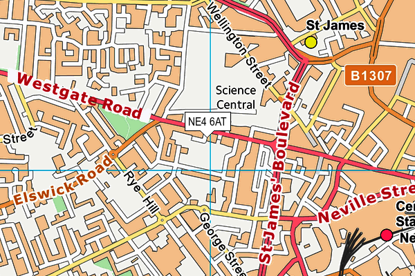 NE4 6AT map - OS VectorMap District (Ordnance Survey)