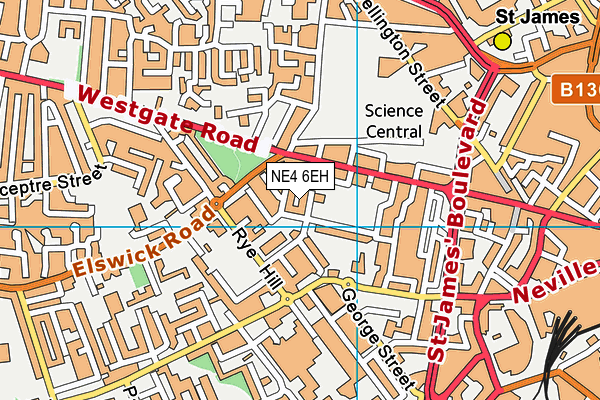 NE4 6EH map - OS VectorMap District (Ordnance Survey)