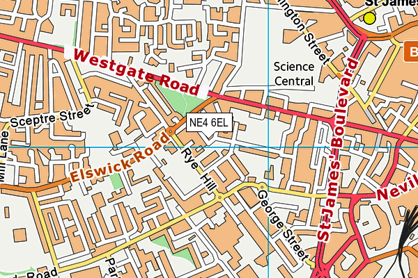 NE4 6EL map - OS VectorMap District (Ordnance Survey)