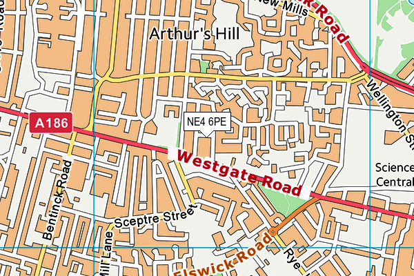 NE4 6PE map - OS VectorMap District (Ordnance Survey) NE4 6PE map - OS VectorMap District (Ordnance Survey)