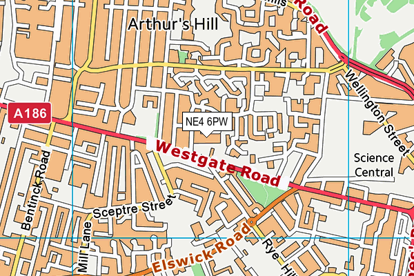 NE4 6PW map - OS VectorMap District (Ordnance Survey)