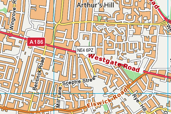 NE4 6PZ map - OS VectorMap District (Ordnance Survey)