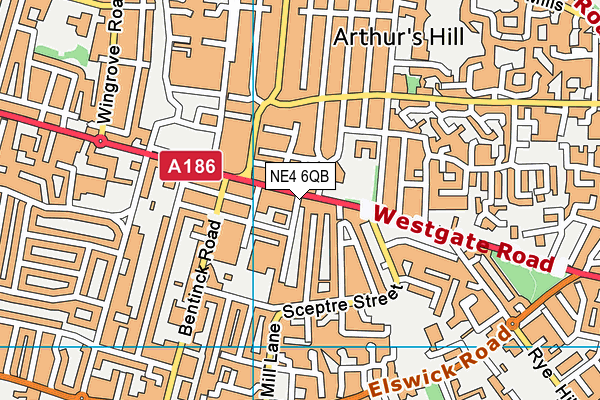 NE4 6QB map - OS VectorMap District (Ordnance Survey)