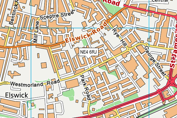 NE4 6RJ map - OS VectorMap District (Ordnance Survey)