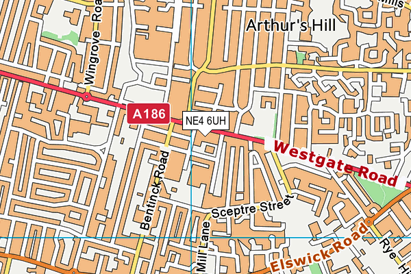 NE4 6UH map - OS VectorMap District (Ordnance Survey)