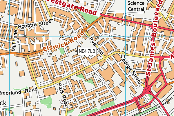NE4 7LB map - OS VectorMap District (Ordnance Survey) NE4 7LB map - OS VectorMap District (Ordnance Survey)