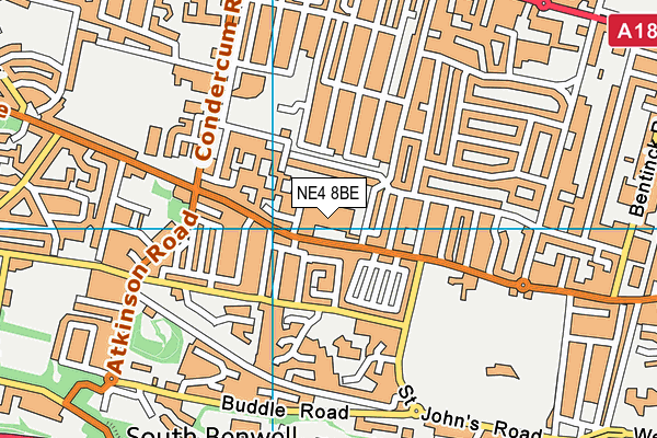 NE4 8BE map - OS VectorMap District (Ordnance Survey) NE4 8BE map - OS VectorMap District (Ordnance Survey)