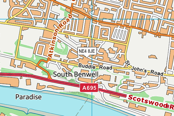 NE4 8JE map - OS VectorMap District (Ordnance Survey)