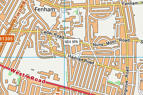 NE4 9PA map - OS VectorMap District (Ordnance Survey) NE4 9PA map - OS VectorMap District (Ordnance Survey)