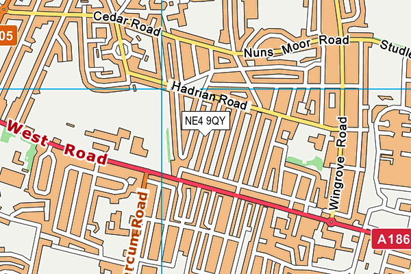 NE4 9QY map - OS VectorMap District (Ordnance Survey)