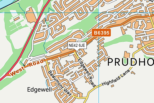 NE42 6JE map - OS VectorMap District (Ordnance Survey)