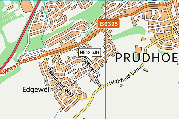 NE42 6JH map - OS VectorMap District (Ordnance Survey)