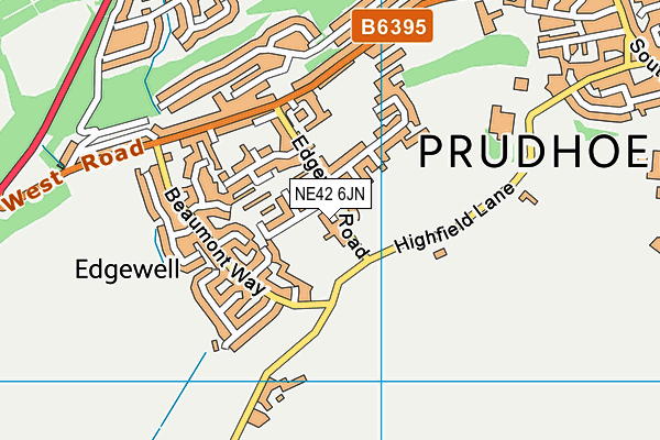 NE42 6JN map - OS VectorMap District (Ordnance Survey)