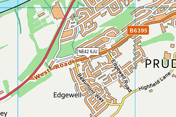 NE42 6JU map - OS VectorMap District (Ordnance Survey)