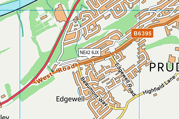 NE42 6JX map - OS VectorMap District (Ordnance Survey)