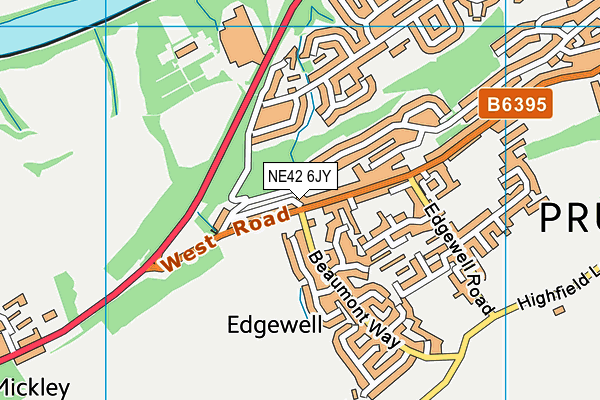 NE42 6JY map - OS VectorMap District (Ordnance Survey)