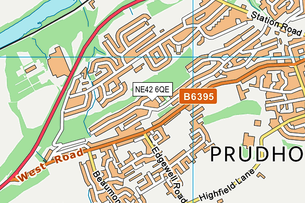 NE42 6QE map - OS VectorMap District (Ordnance Survey)