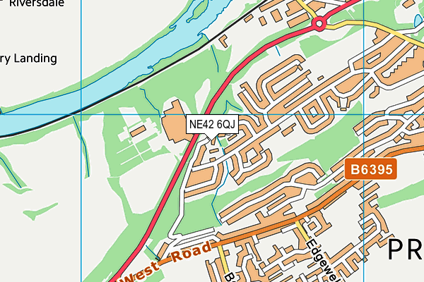 NE42 6QJ map - OS VectorMap District (Ordnance Survey)