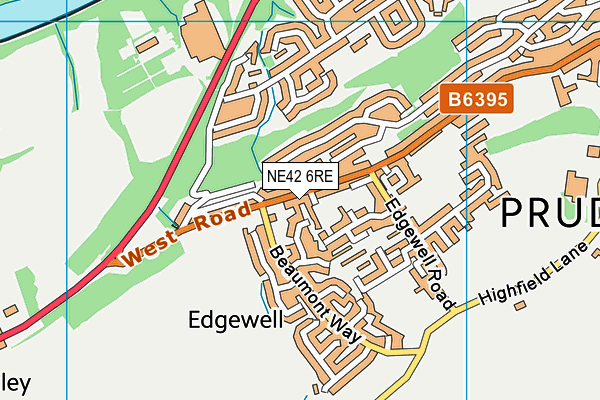 NE42 6RE map - OS VectorMap District (Ordnance Survey)