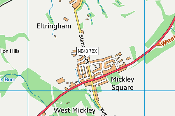 NE43 7BX map - OS VectorMap District (Ordnance Survey)