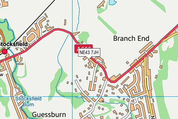 NE43 7JH map - OS VectorMap District (Ordnance Survey)