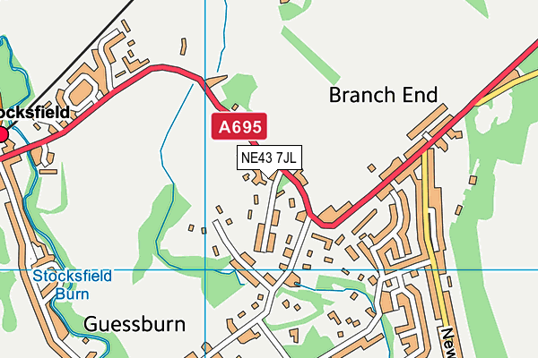 NE43 7JL map - OS VectorMap District (Ordnance Survey)