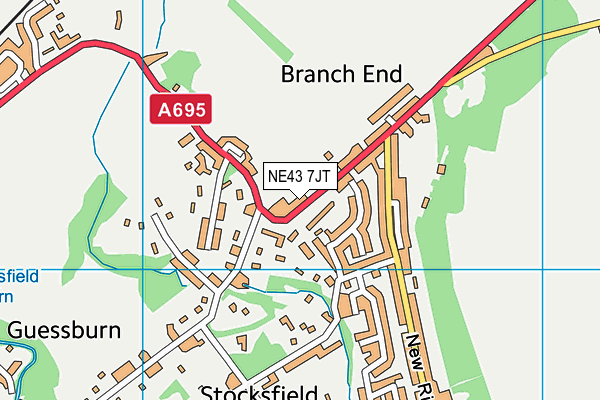 NE43 7JT map - OS VectorMap District (Ordnance Survey)
