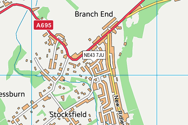 NE43 7JU map - OS VectorMap District (Ordnance Survey)