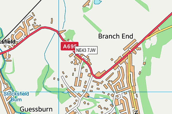 NE43 7JW map - OS VectorMap District (Ordnance Survey)