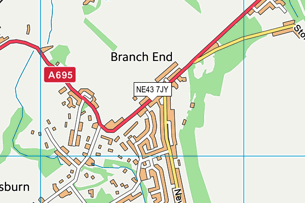 NE43 7JY map - OS VectorMap District (Ordnance Survey)