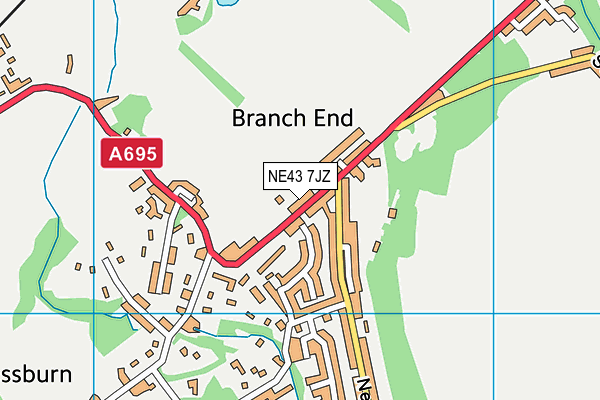 NE43 7JZ map - OS VectorMap District (Ordnance Survey)