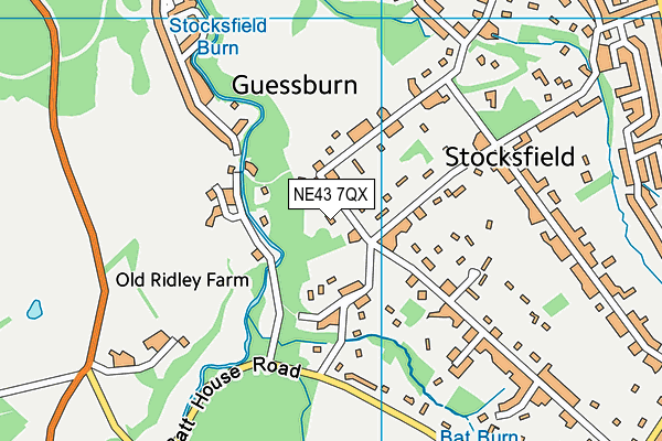 NE43 7QX map - OS VectorMap District (Ordnance Survey)