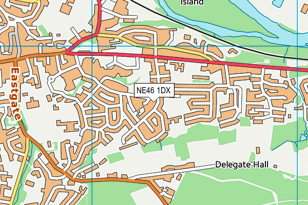 NE46 1DX map - OS VectorMap District (Ordnance Survey) NE46 1DX map - OS VectorMap District (Ordnance Survey)
