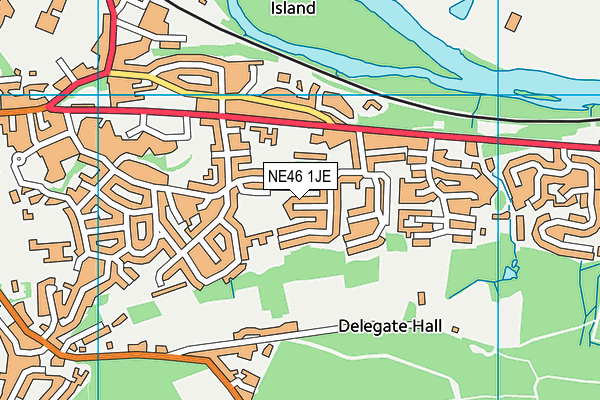 NE46 1JE map - OS VectorMap District (Ordnance Survey) NE46 1JE map - OS VectorMap District (Ordnance Survey)