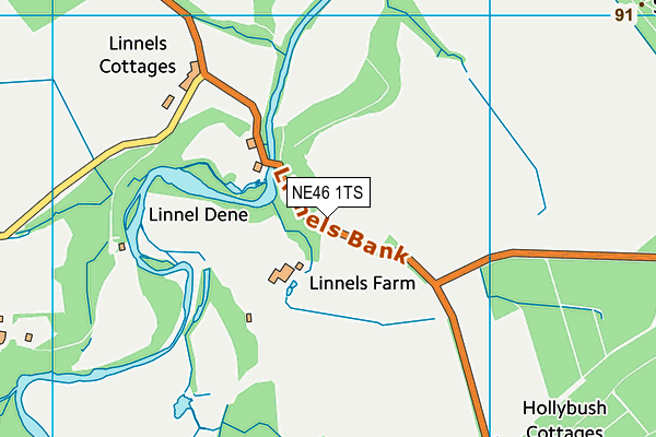NE46 1TS map - OS VectorMap District (Ordnance Survey) NE46 1TS map - OS VectorMap District (Ordnance Survey)