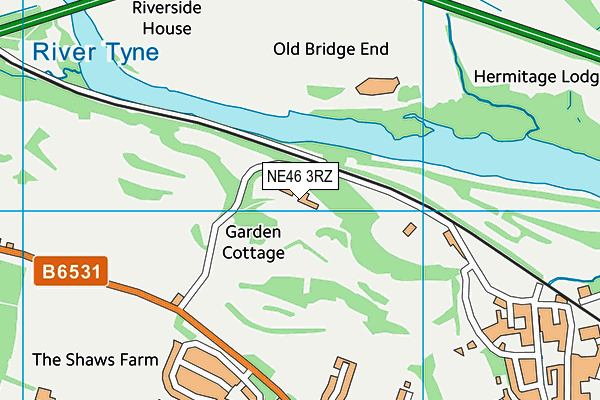 NE46 3RZ map - OS VectorMap District (Ordnance Survey)