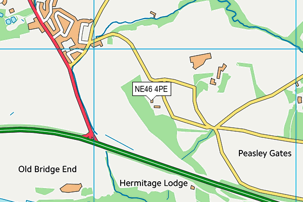 NE46 4PE map - OS VectorMap District (Ordnance Survey)