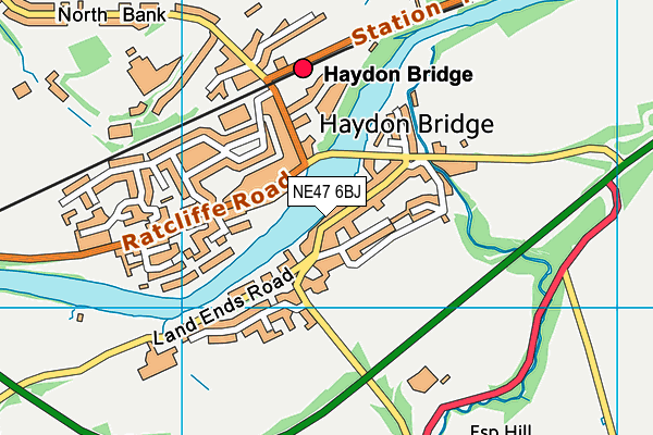 NE47 6BJ map - OS VectorMap District (Ordnance Survey)