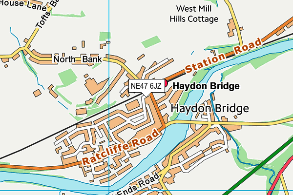 NE47 6JZ map - OS VectorMap District (Ordnance Survey) NE47 6JZ map - OS VectorMap District (Ordnance Survey)