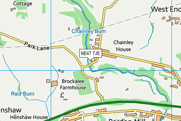 NE47 7JE map - OS VectorMap District (Ordnance Survey)
