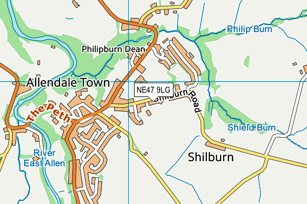 NE47 9LG map - OS VectorMap District (Ordnance Survey) NE47 9LG map - OS VectorMap District (Ordnance Survey)
