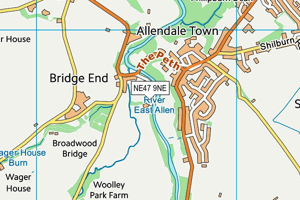 NE47 9NE map - OS VectorMap District (Ordnance Survey)