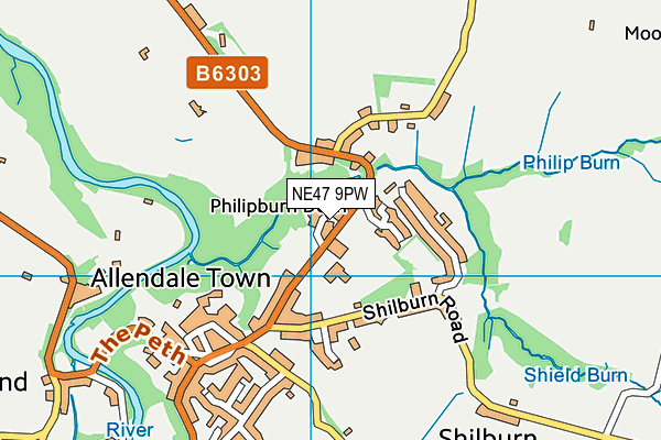 NE47 9PW map - OS VectorMap District (Ordnance Survey) NE47 9PW map - OS VectorMap District (Ordnance Survey)