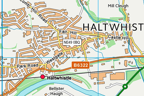 NE49 0BQ map - OS VectorMap District (Ordnance Survey)