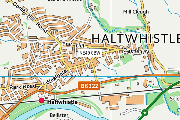 NE49 0BW map - OS VectorMap District (Ordnance Survey)